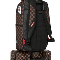 SPRAYGROUND TROLLEY SHARKS IN PARIS WTF BUBBLE BROWN CHECK CARRY-ON LUGGAGE