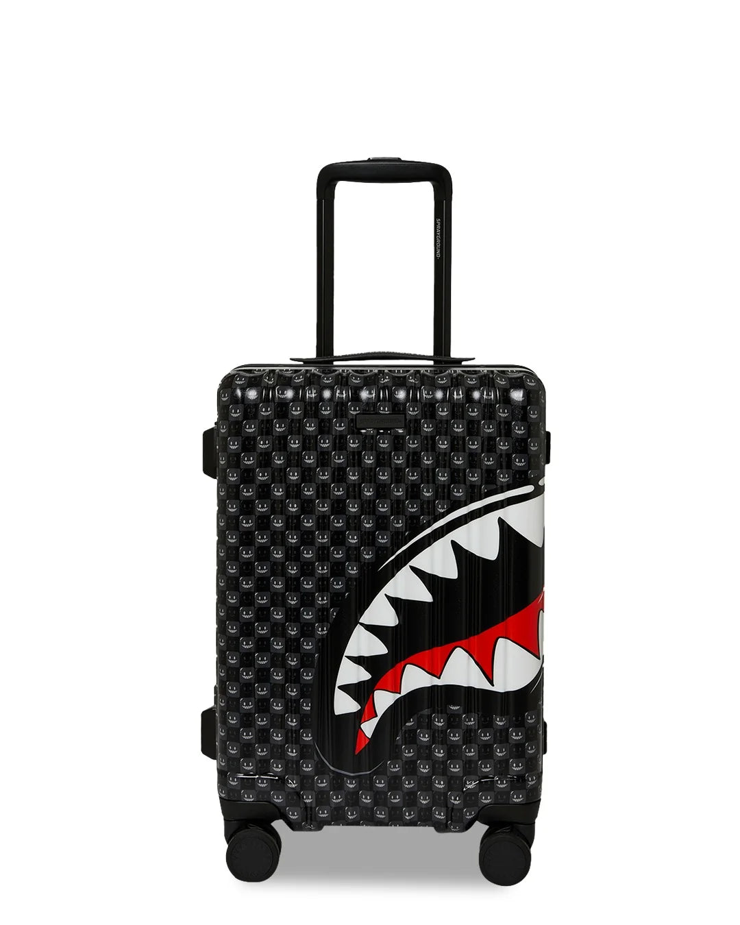 SPRAYGROUND TROLLEY SHARKS IN PARIS WTF BUBBLY BLACK CHECK CARRY-ON LUGGAGE