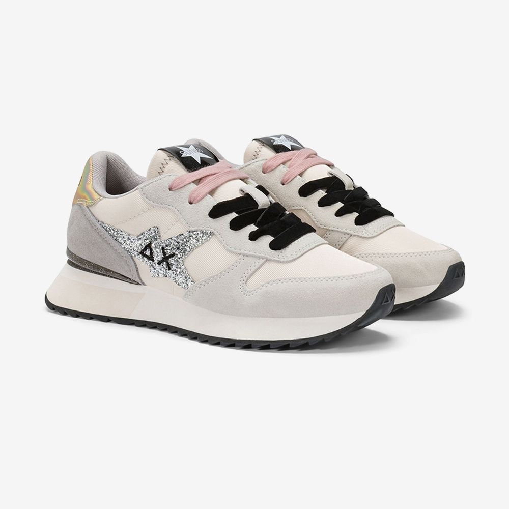 SUN 68 Z45217 STARGIRL GLITTER LOGO 31 BIANCO PANNA